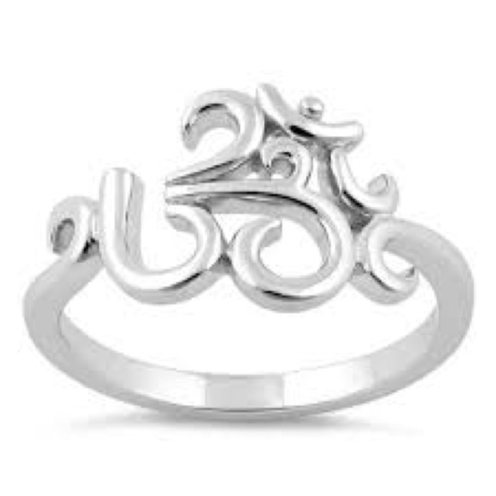 Stylish Silver Om Symbol Ring
